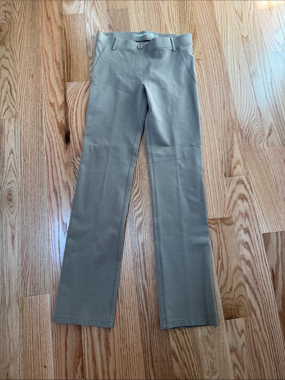 Betabrand Classic Straight Leg Dress Yoga Pants in Khaki EUC Size S